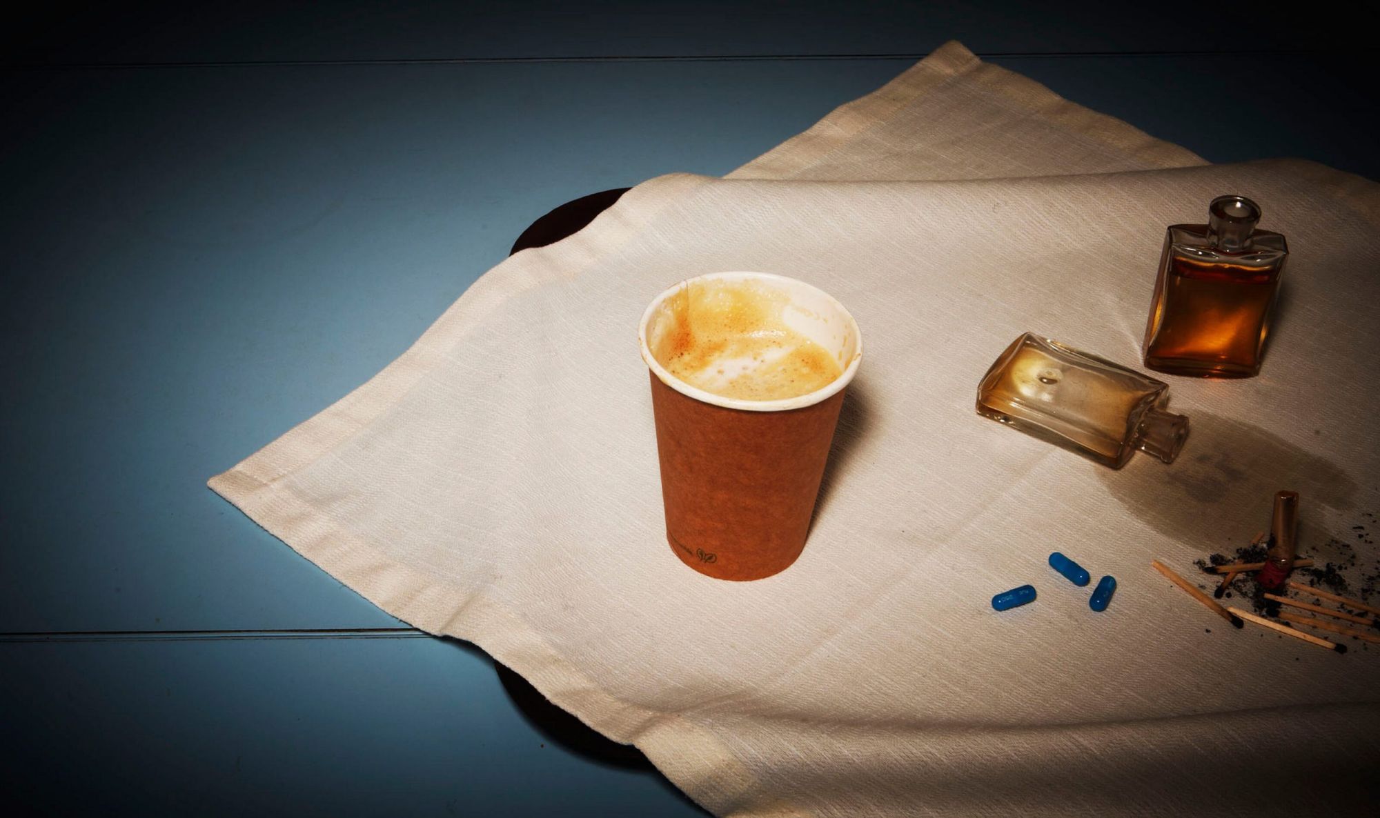 Coffee to go and spilled ashtray