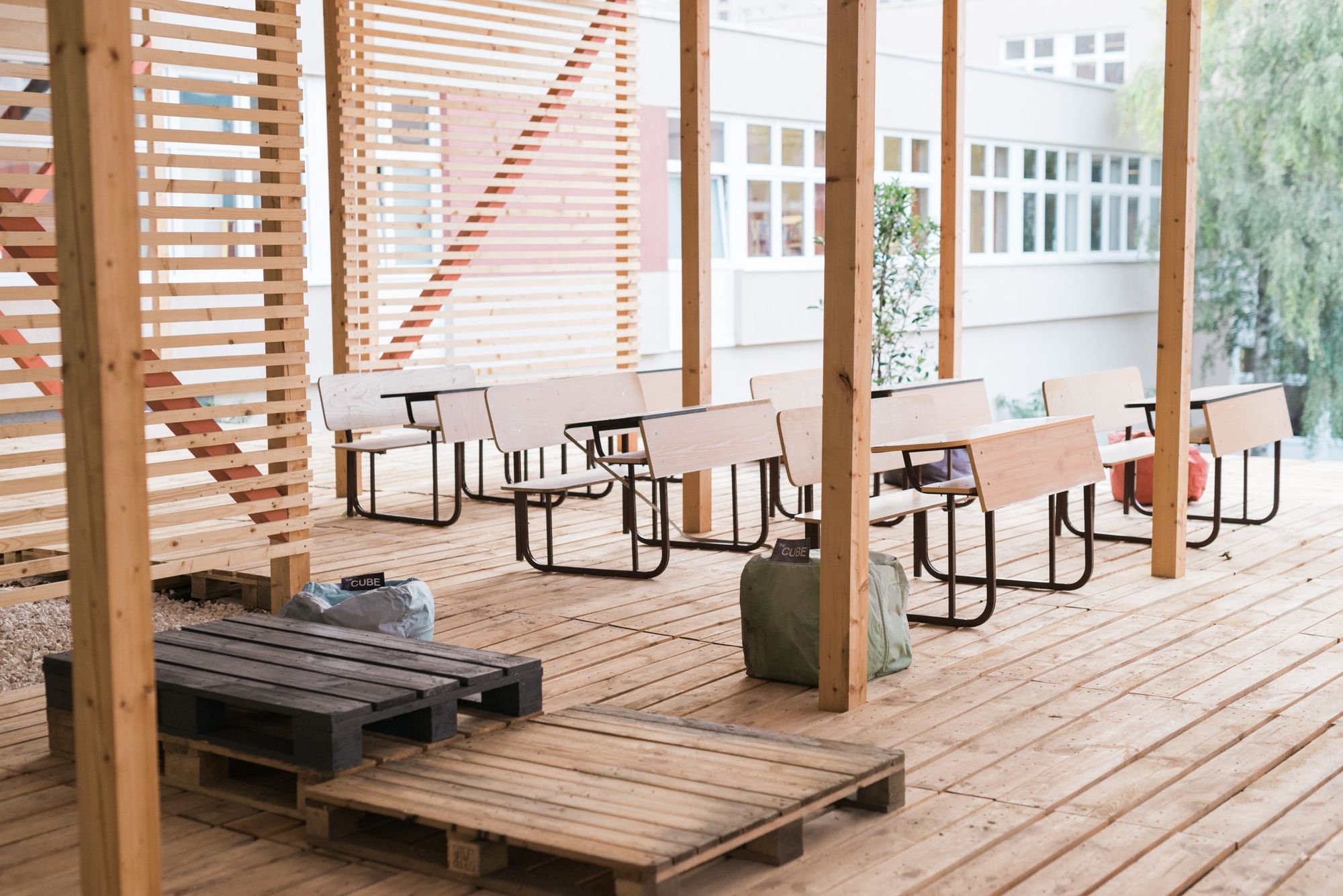 A green classroom was built between the panel blocks