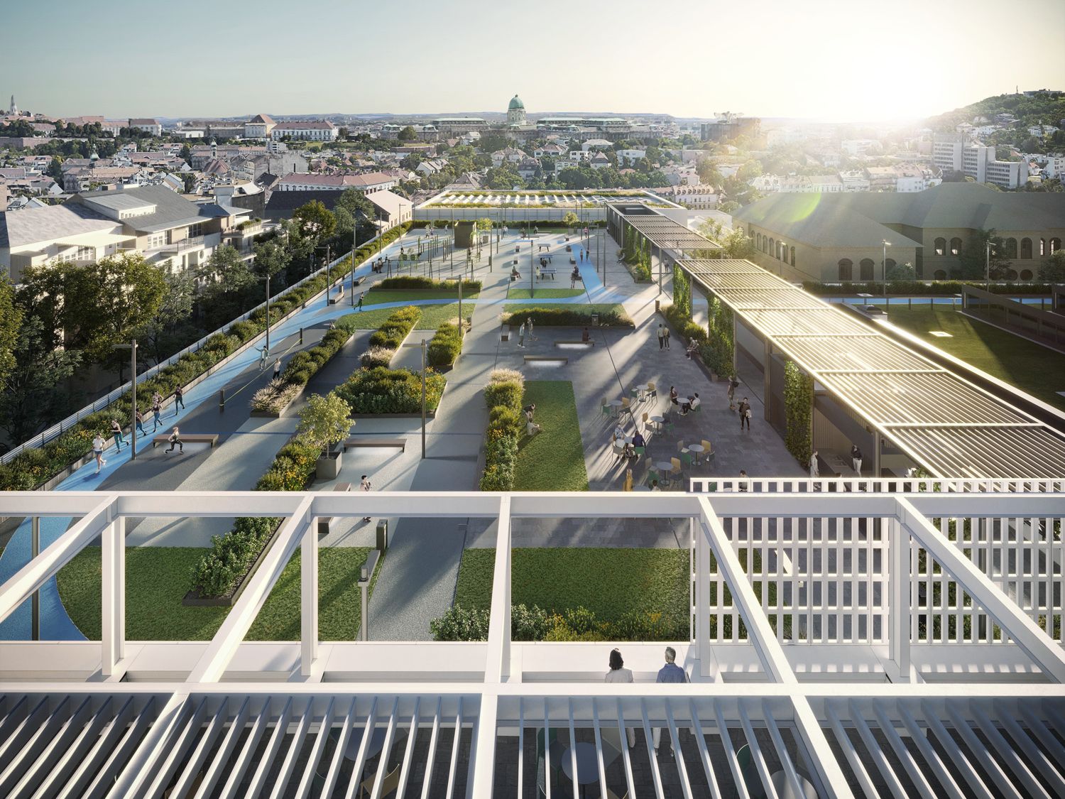 Sports terrace above the city