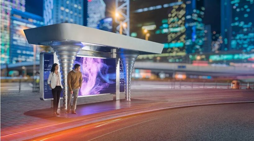 Bus stop that filters the city air