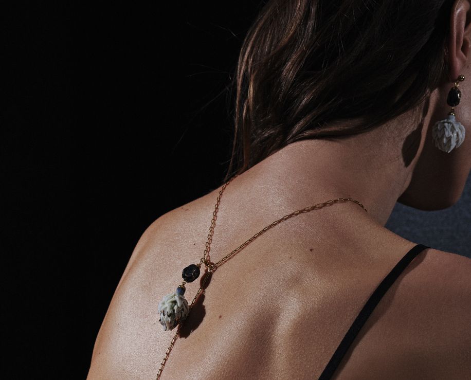 Jewelry collection of flower buds cast in porcelain