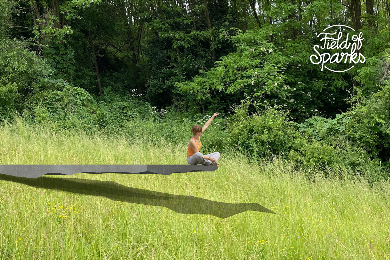 Floating concrete cantilever in the landscape of Ipolytarnoc | Hype X Field of Sparks