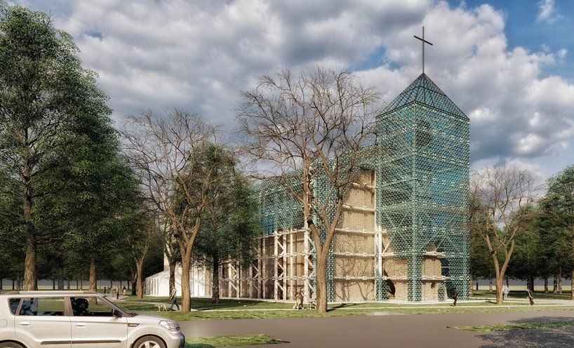 Modern architecture on the ruins of the Franciscan monastery of Margaret Island