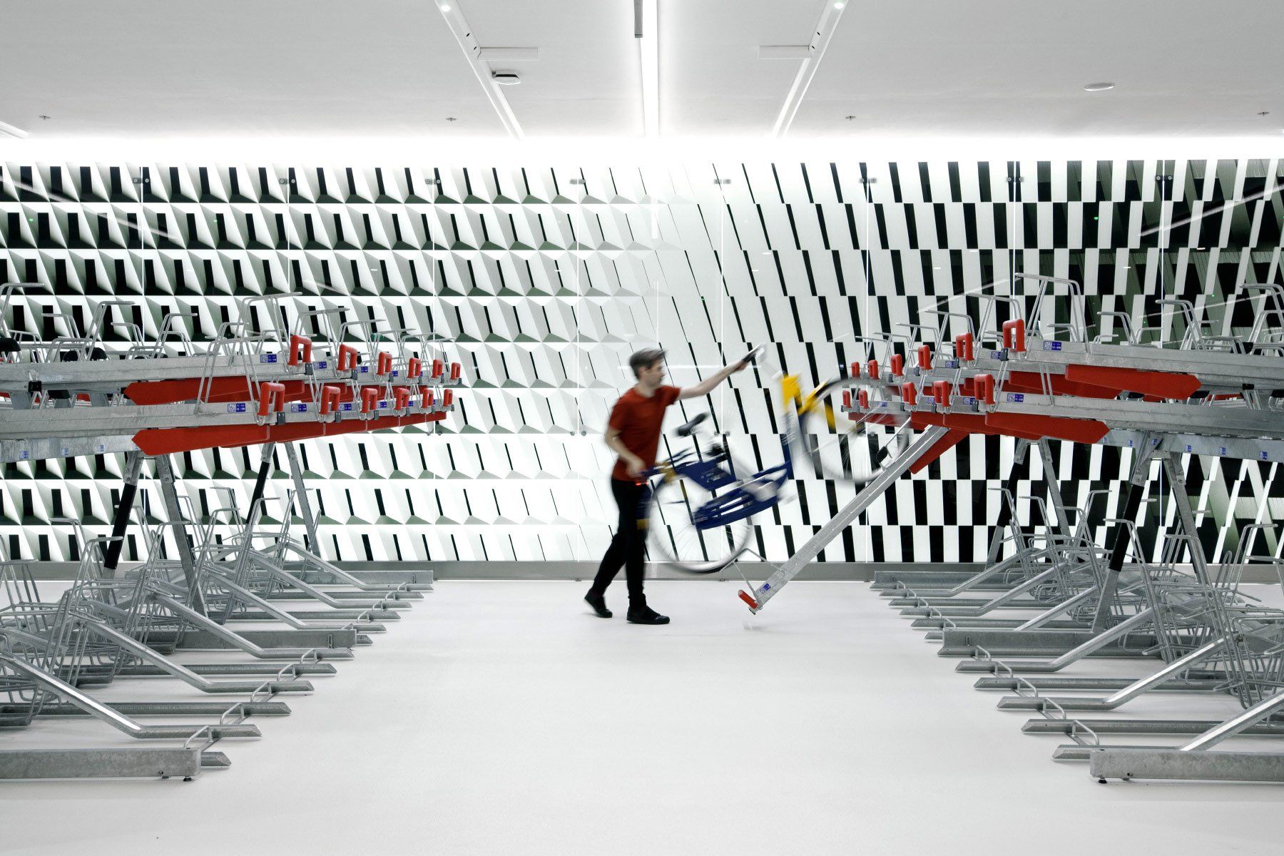 Ultra-modern bicycle parking garage in the Netherlands