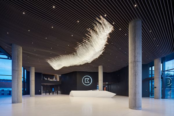 Giant iceberg installation built in an office building in Prague