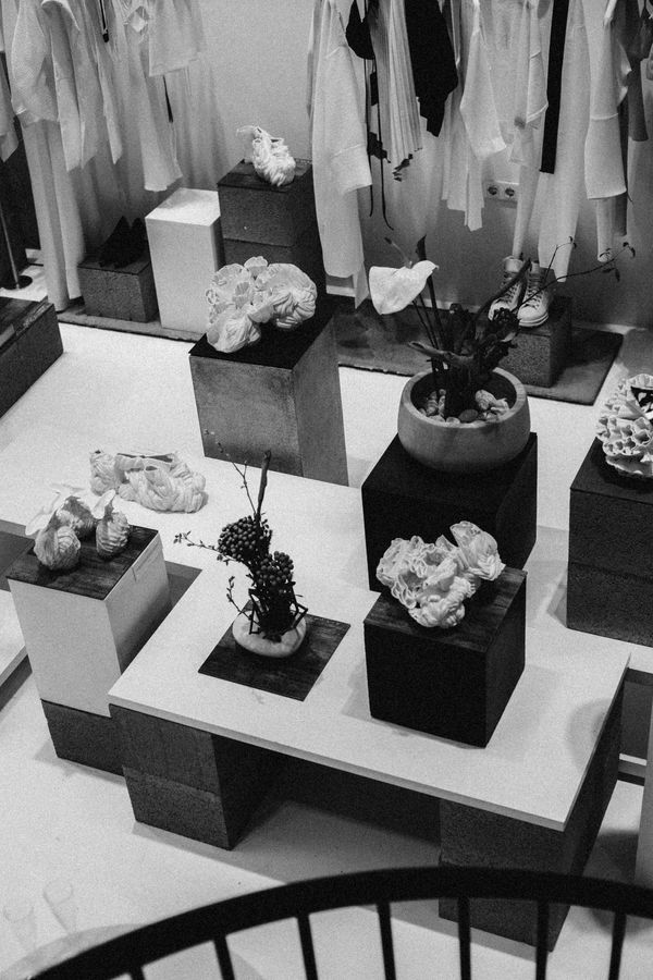 NUBU's Spring/Summer 2022 collection exhibited with ceramics by fine artist Zsolt József Simon