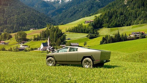 Tesla Cybertruck with a pop-up camping compartment
