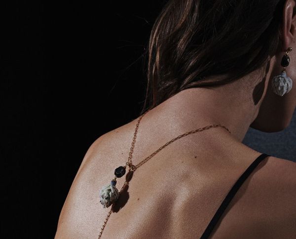 Jewelry collection of flower buds cast in porcelain