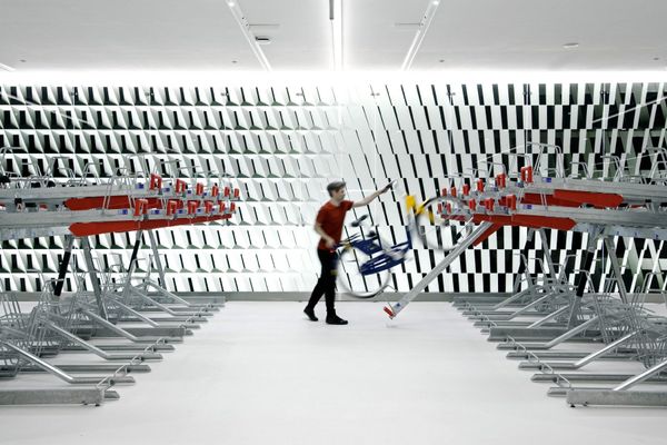Ultra-modern bicycle parking garage in the Netherlands