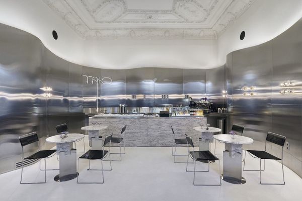 Classicism and modern elegance mingle in this Ukrainian ice cream parlor