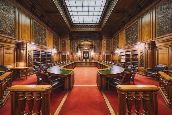 The impressive interior of the 125-year-old Hamburg City Hall