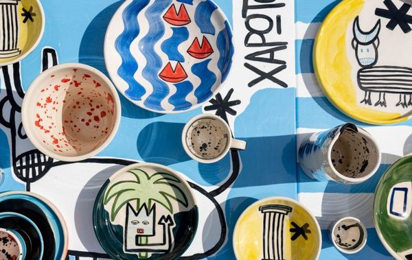 Colorful restaurant and ceramics studio on the island of Crete